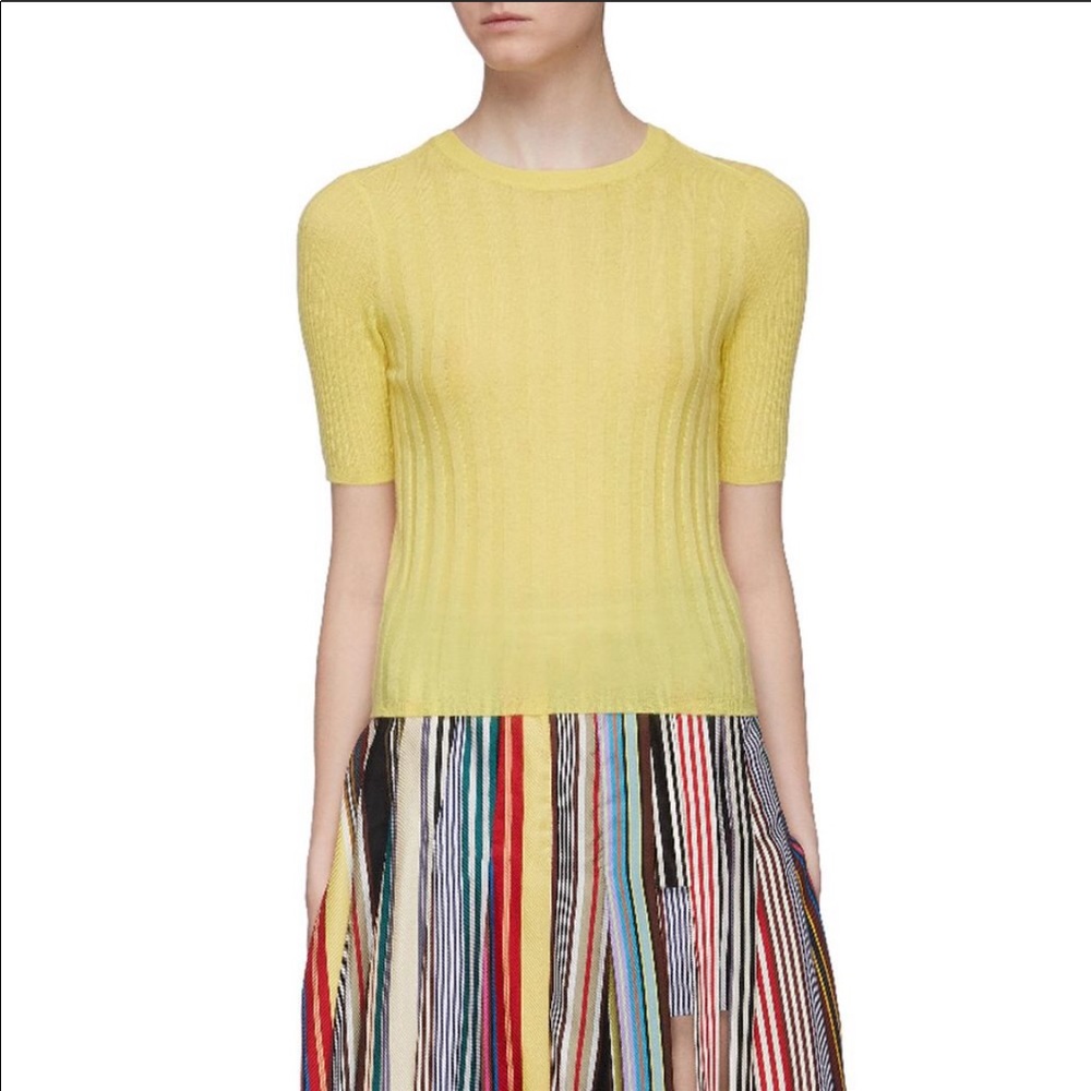 NWT Vince Elbow Sleeve Cashmere Pullover Citrine - Picture 4 of 6